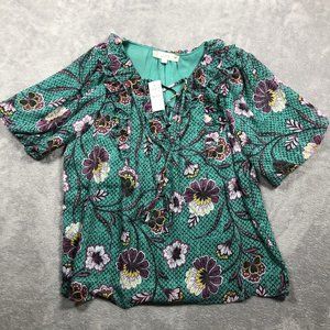 LOFT Green Floral Blouse